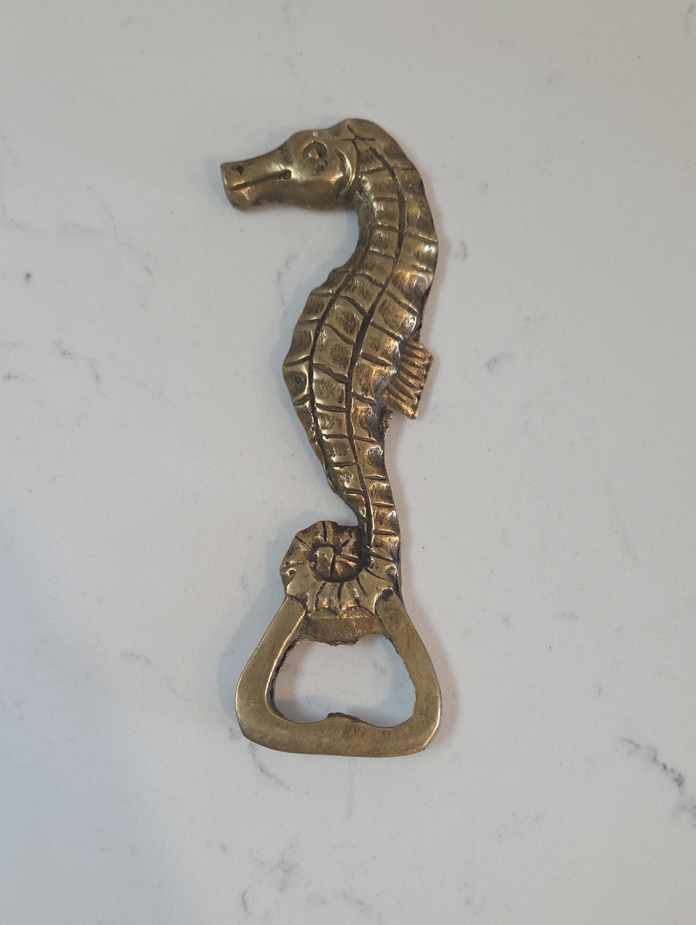 Solid Brass Seahorse Bottle Opener - Decorative Nautical Accent